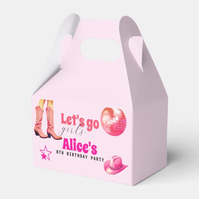 Pink Doll Birthday Party, Girl Malibu Birthday Favor Boxes (Front Side)