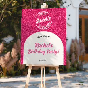 Pink Doll Birthday Welcome Sign, Hot Pink Doll  Foam Board