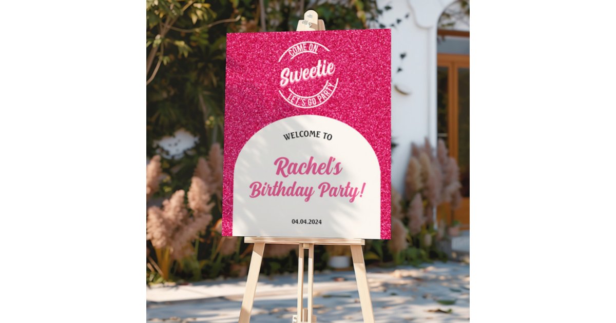 Pink Doll Birthday Welcome Sign, Hot Pink Doll Foam Board | Zazzle