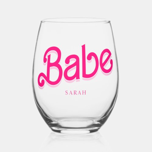 Pink Doll Fancy and Fabulous Bachelorette Party Stemless Wine Glass