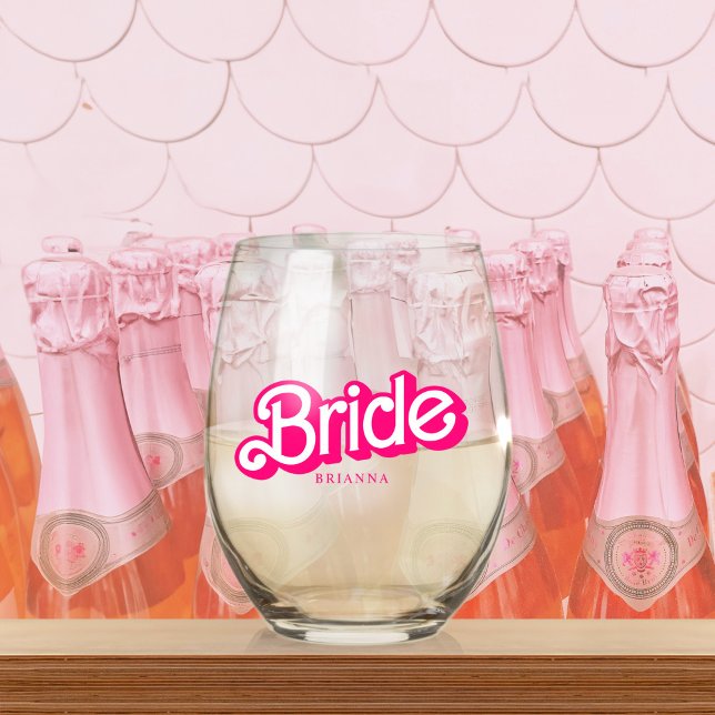Pink Doll Fancy and Fabulous Bachelorette Party  Stemless Wine Glass (Creator Uploaded)