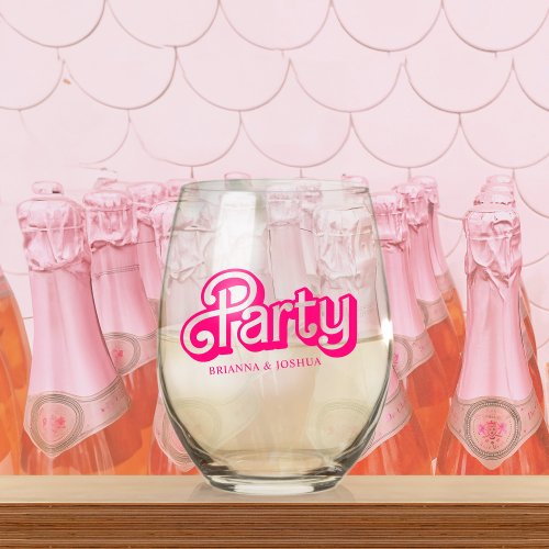 Pink Doll Fancy and Fabulous Bachelorette Party Stemless Wine Glass