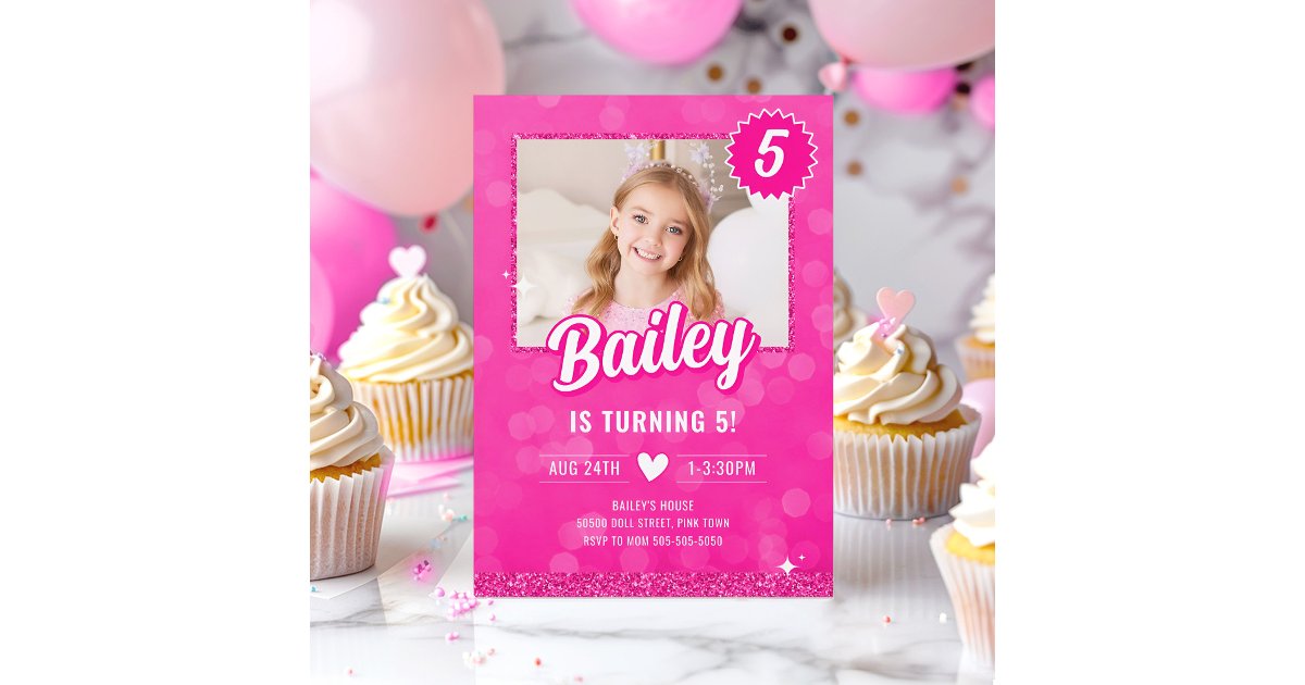 Pink Doll Fashion Party Birthday Invitation | Zazzle