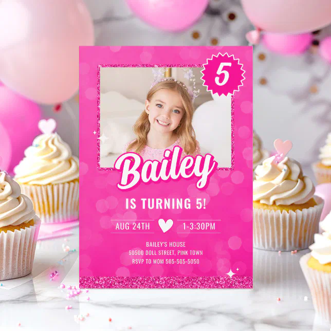 Pink Doll Fashion Party Birthday Invitation | Zazzle