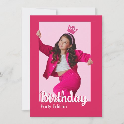Pink Doll Girls Birthday Party Invitation