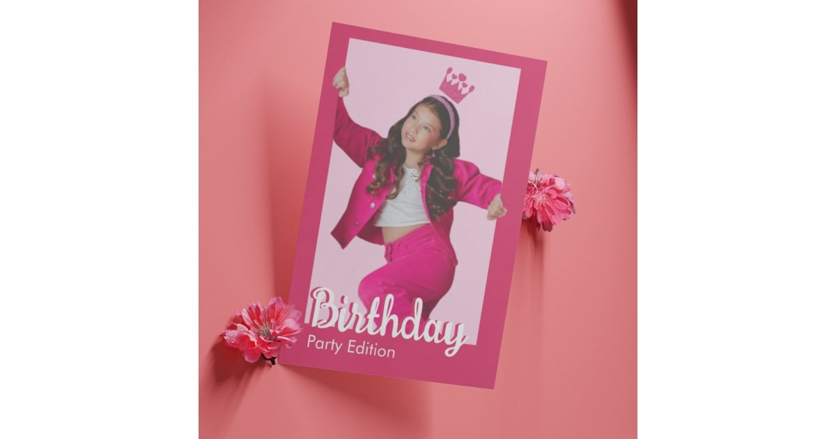 Pink Doll Girls Birthday Party Invitation | Zazzle