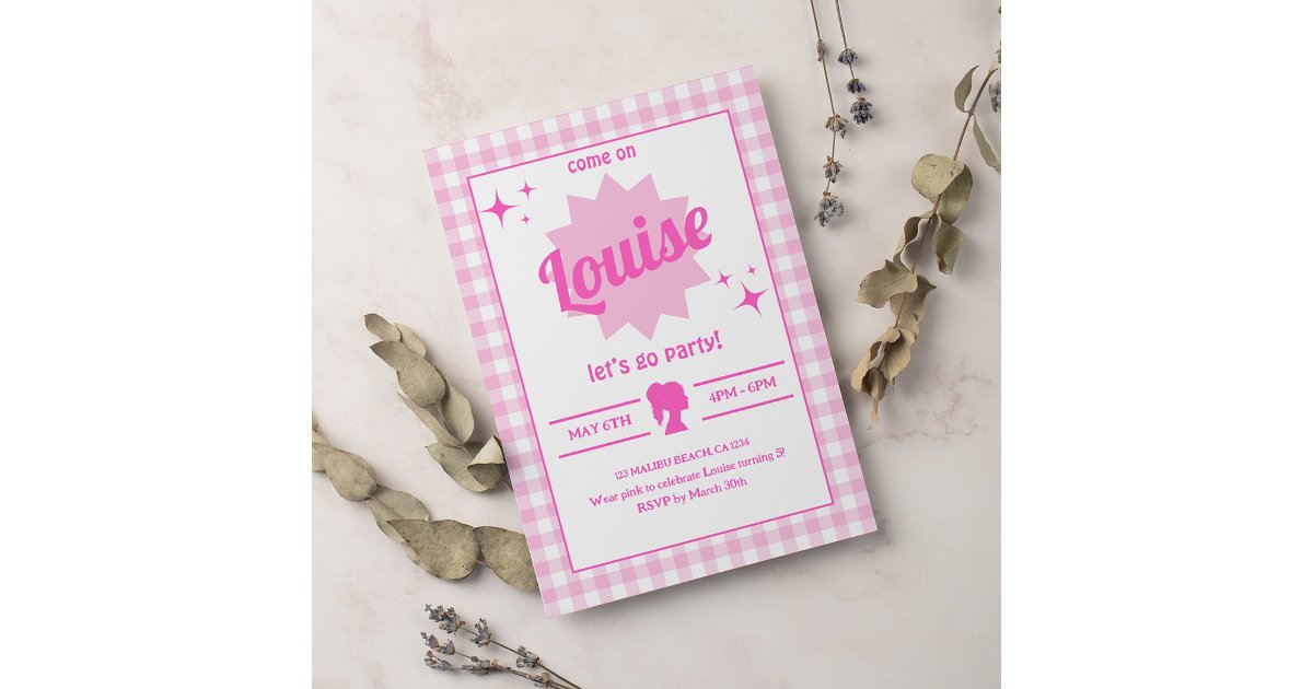 Pink Doll Party Girl Birthday Invitation | Zazzle