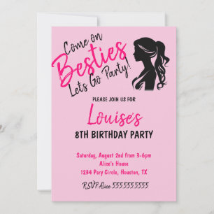 Pink Doll Themed Birthday Invitation