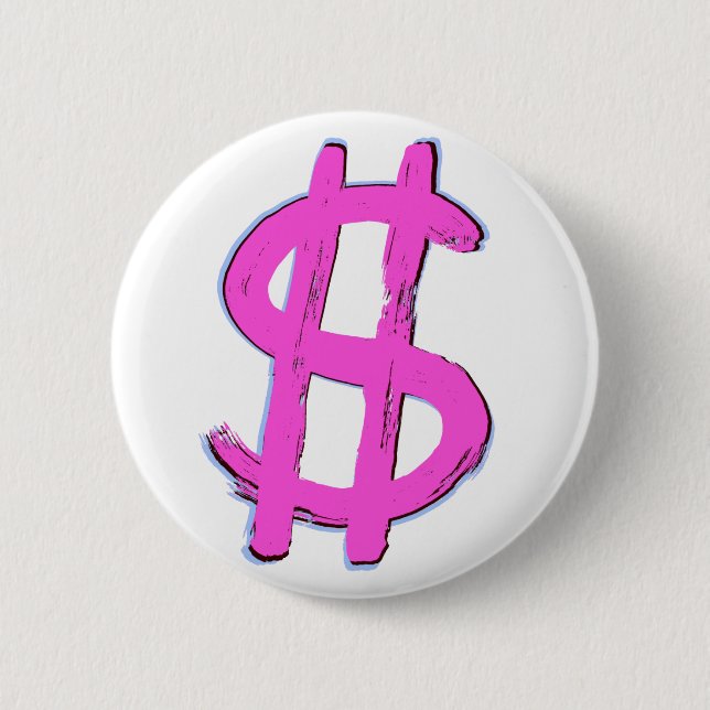 Pink Dollar Sign Button (Front)