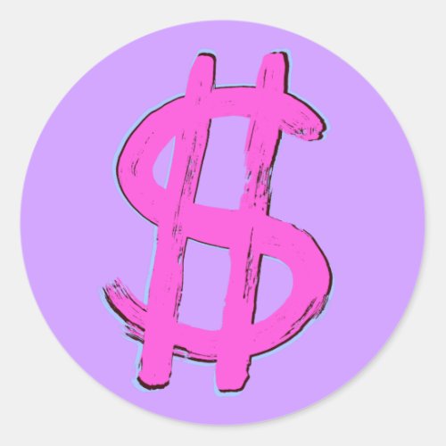 Pink Dollar Sign Classic Round Sticker