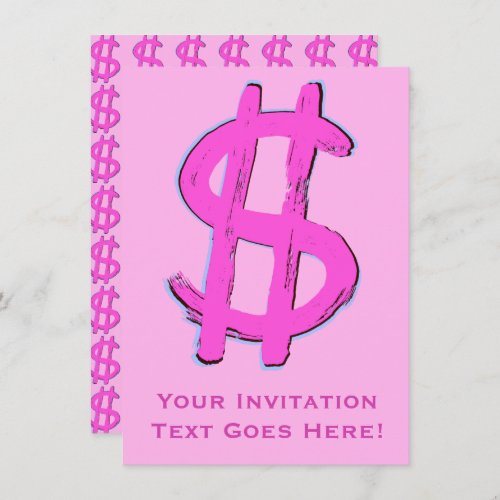 Pink Dollar Sign Invitation