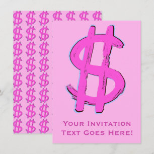 Pink Dollar Sign Invitation