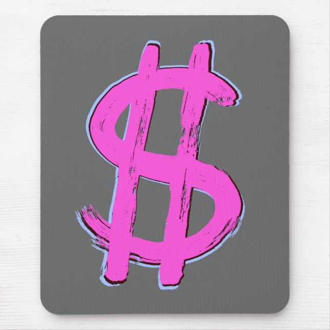 Pink Dollar Sign Mouse Pad (Front)