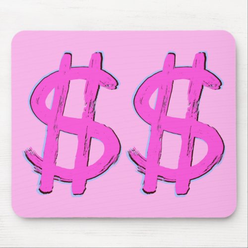Pink Dollar Sign Mouse Pad