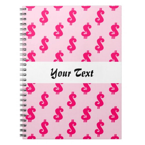 Pink dollar sign seamless pattern notebook