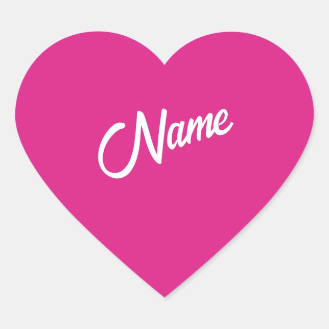 Pink Dollhouse Custom Name Heart Sticker (Front)