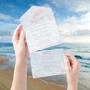 Pink Dolphin All in One Wedding Invite