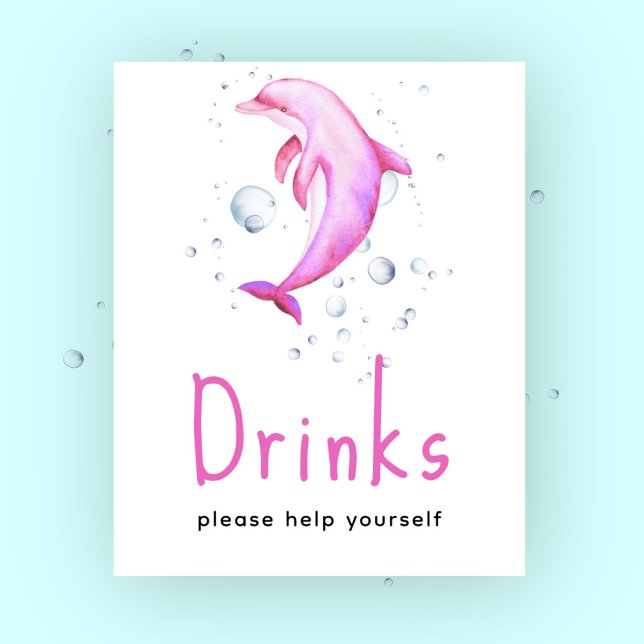 Pink Dolphin baby shower - Drinks Poster (Creator Uploaded)