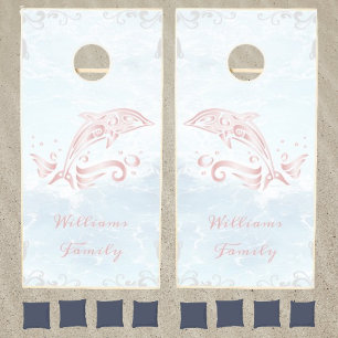 Pink Dolphin Cornhole Set