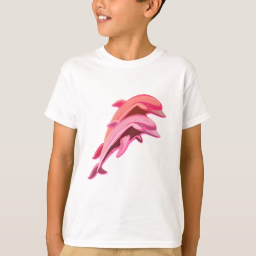 Pink Dolphin Design Childrens T_Shirt