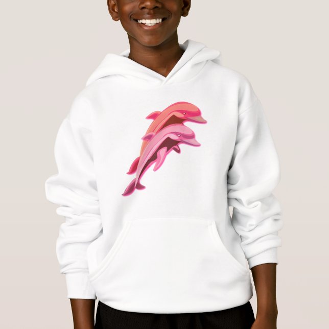Pink Dolphin Design Hooded Sweatshirt (Front)