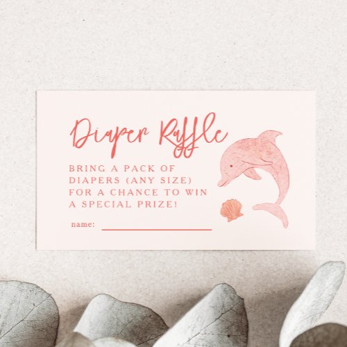 Pink Dolphin Diaper Raffle Ticket  Enclosure Card