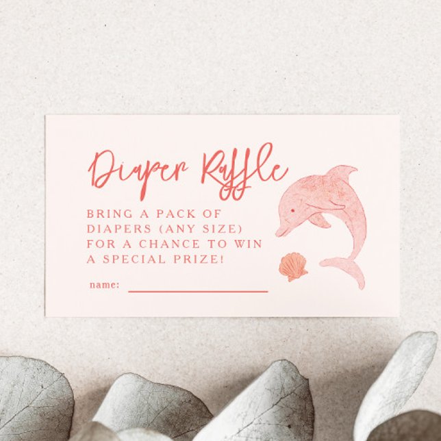Pink Dolphin Diaper Raffle Ticket  Enclosure Card (Creator Uploaded)