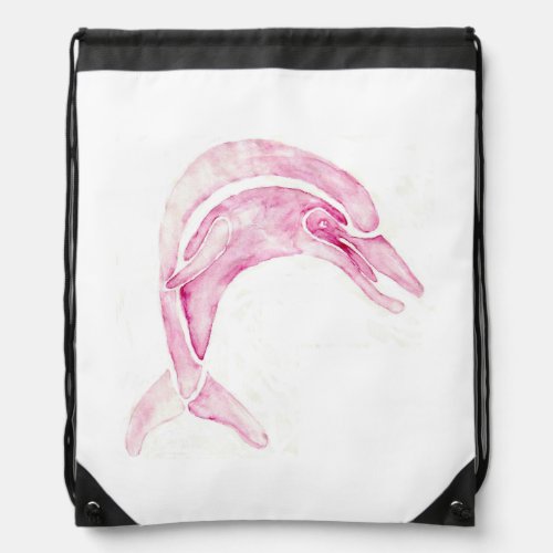 Pink Dolphin Drawstring Backpack