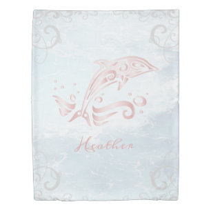 Pink Dolphin Duvet Cover