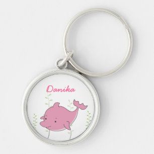 Pink Dolphin Girls Name Keyring Keychain Gift