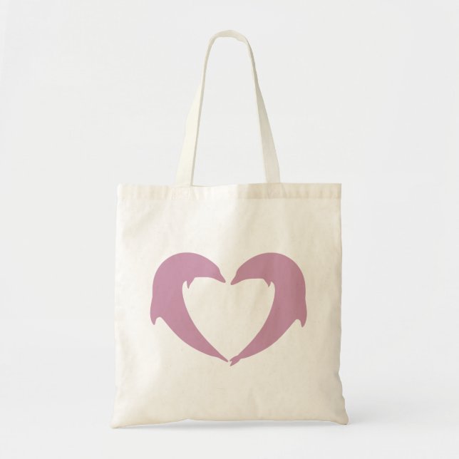 Pink Dolphin Heart Silhouette Tote Bag (Front)