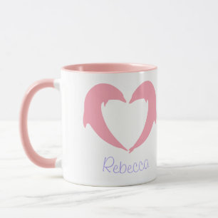 Pink Dolphin Heart Silhouette Two-Tone Coffee Mug