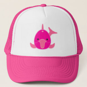 Pink Dolphin on White Hat