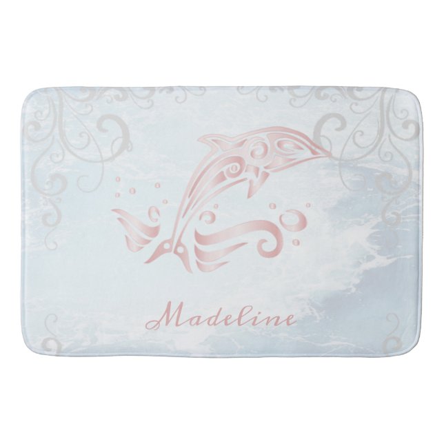 Pink Dolphin Personalized Bath Mat (Front)