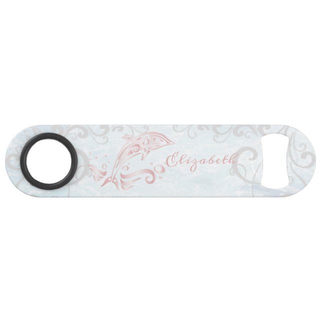 Pink Dolphin Personalized Bottle Opener (Front (Horizontal))