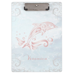 Pink Dolphin Personalized Clipboard