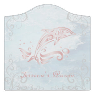 Pink Dolphin Personalized Door Sign