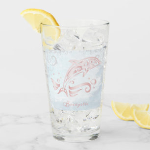 Pink Dolphin Personalized Glass
