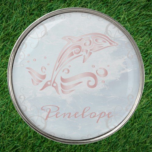 Pink Dolphin Personalized Golf Ball Marker