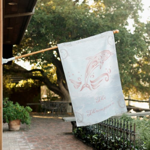 Pink Dolphin Personalized House Flag