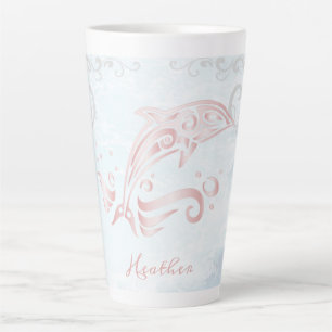 Pink Dolphin Personalized Latte Mug