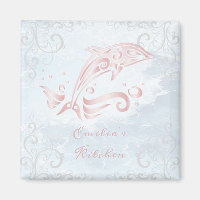 Pink Dolphin Personalized Magnet (Front)