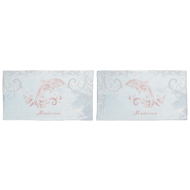 Pink Dolphin Personalized Pillow Case (Front-Set)