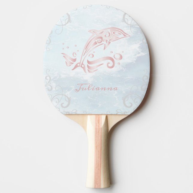Pink Dolphin Personalized Ping Pong Paddle (Front)