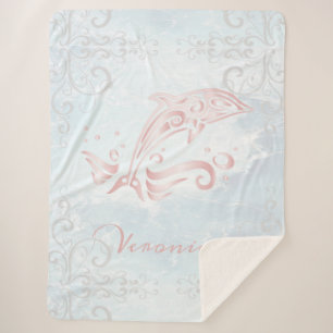 Pink Dolphin Personalized Sherpa Blanket