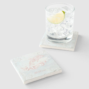Pink Dolphin Personalized Stone Coaster