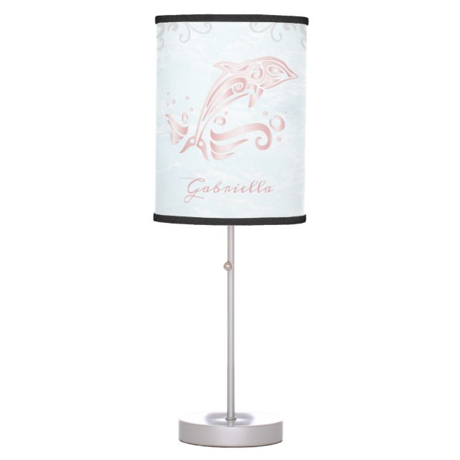 Pink Dolphin Personalized Table Lamp (Front)