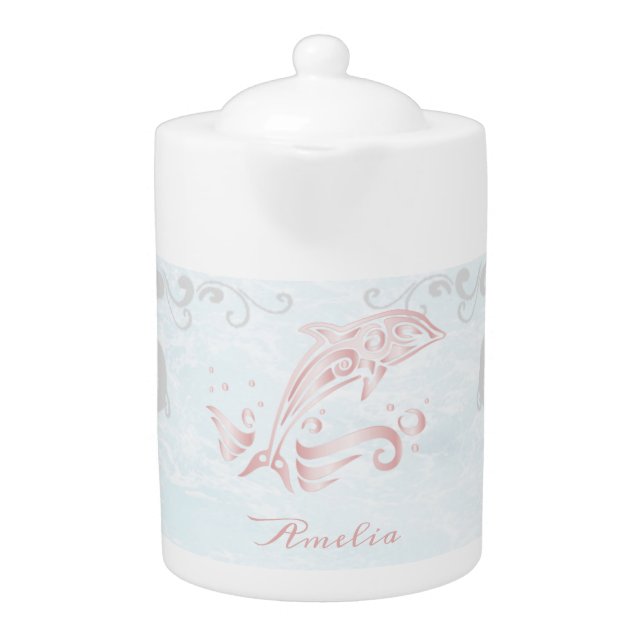 Pink Dolphin Personalized Teapot (Front)