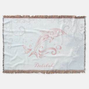 Pink Dolphin Personalized Throw Blanket