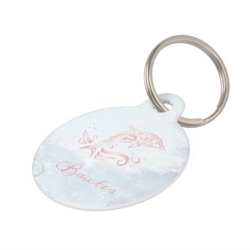 Pink Dolphin Round Pet Tag